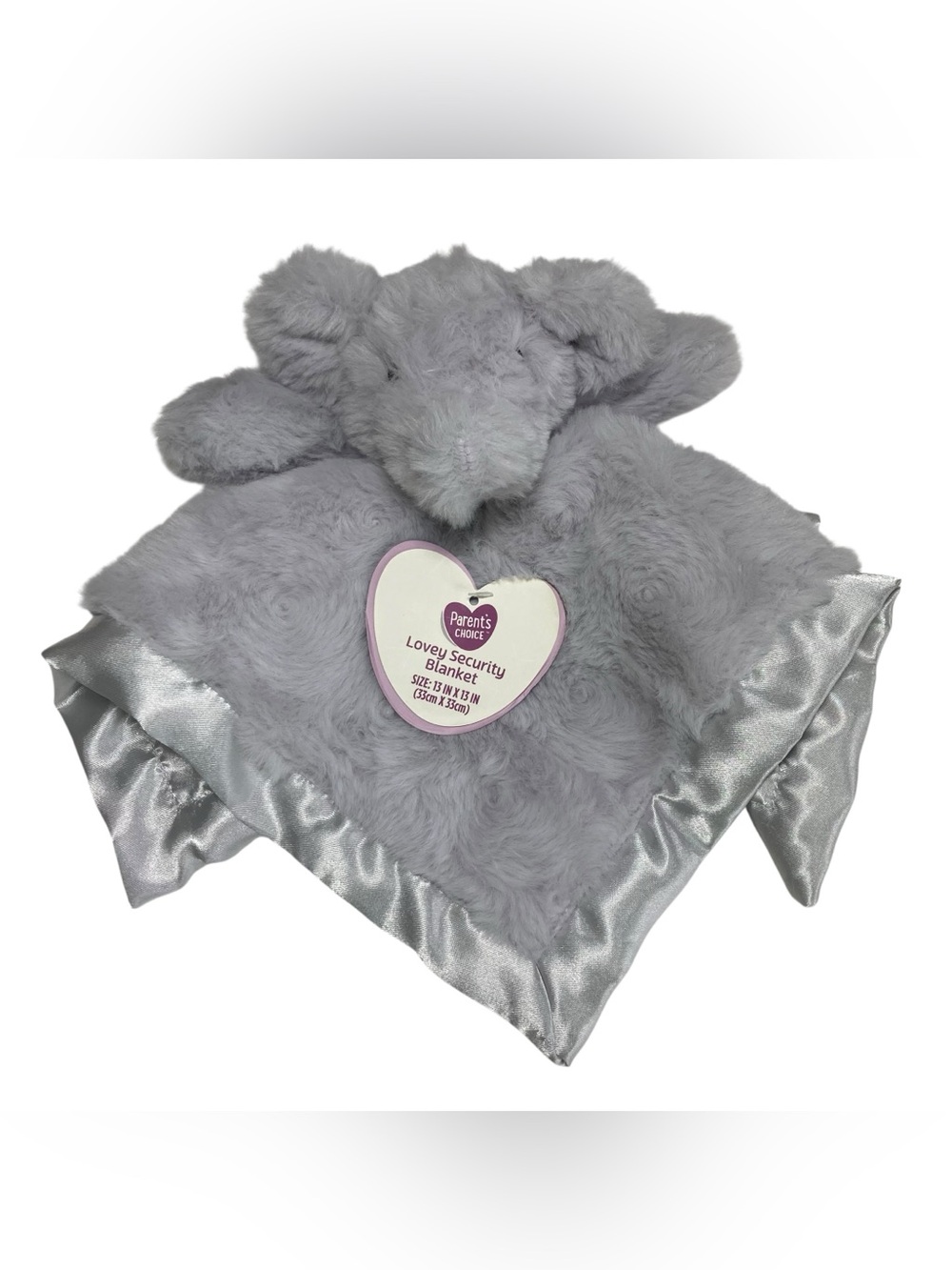 NEW Parent's Choice Gray Elephant Lovey 13" Security Blanket Swirls Rosettes